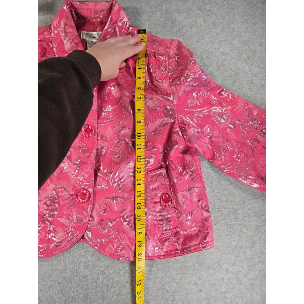 Laura Ashley Blazer Petites PM Medium Jacket Crop‎ Metallic Pink Top Barbiecore